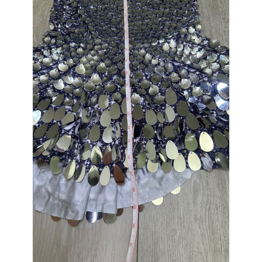 NWT Born in Stockholm Melanie metallic party dress silver festival mini large - Picture 12 of 13